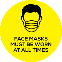 Face Mask 150mm Vinyl Sticker - Yellow (5 Pack)