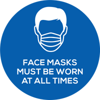 Face Mask 150mm Vinyl Sticker - Blue (5 Pack)