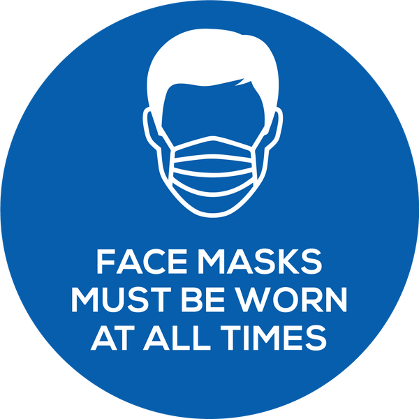 Face Mask 150mm Vinyl Sticker - Blue (5 Pack)