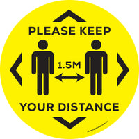 Social Distancing 210mm Anti Slip Vinyl Sticker - Yellow (5 Pack)