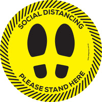 Stand Here 210mm Anti Slip Vinyl Sticker - Yellow (5 Pack)